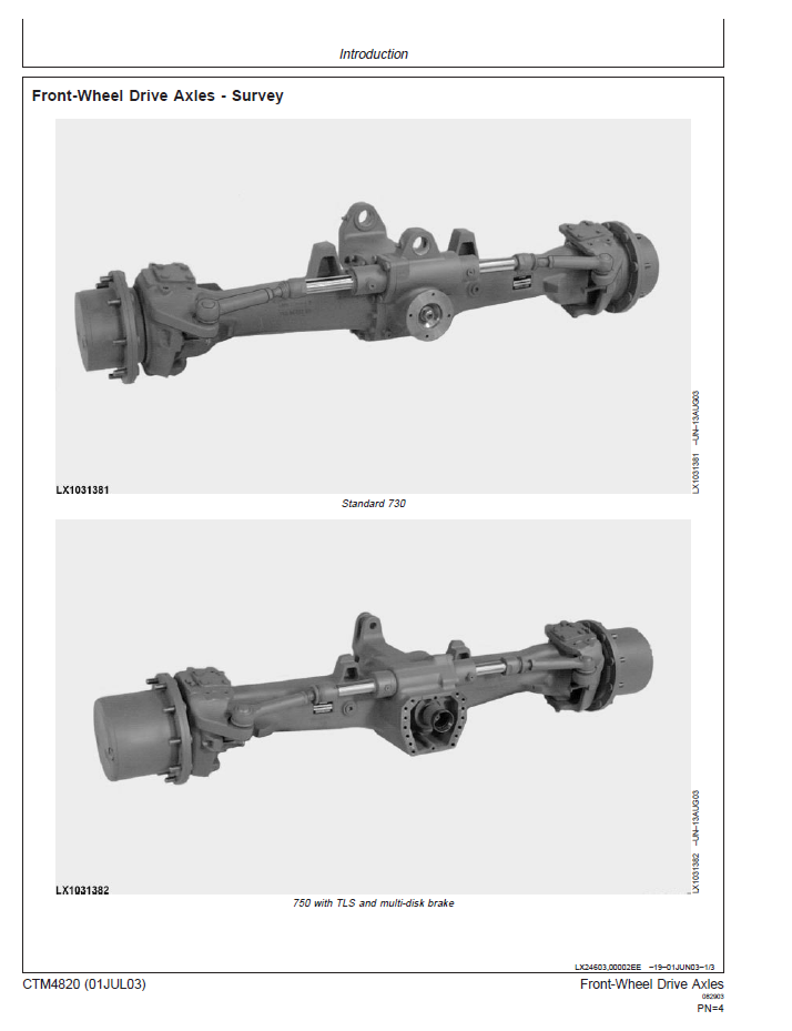 CTM4820 Technical Manual for John Deere 700 Series Front Axles PDF