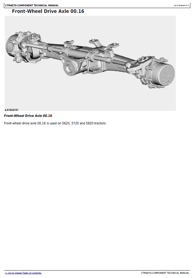 CTM4870 John Deere Axle 20.09 / 20.16 / G20.09 Technical Manual