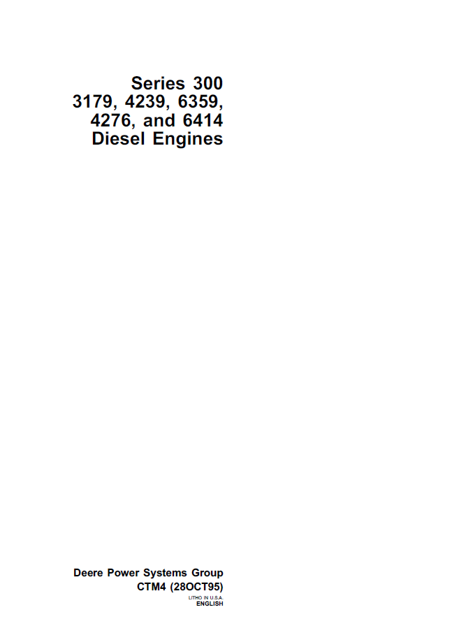 CTM4 John Deere Series 300 Diesel Engine Technical Repair Manual PDF