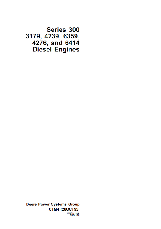 CTM4 John Deere Series 300 Diesel Engine Technical Repair Manual PDF