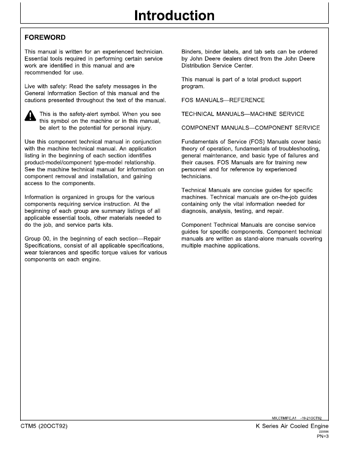 CTM5 John Deere K Series Engine Repair & Service Workshop Manual
