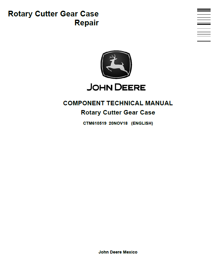 CTM610519 John Deere Rotary Cutter Gear Case Service Manual