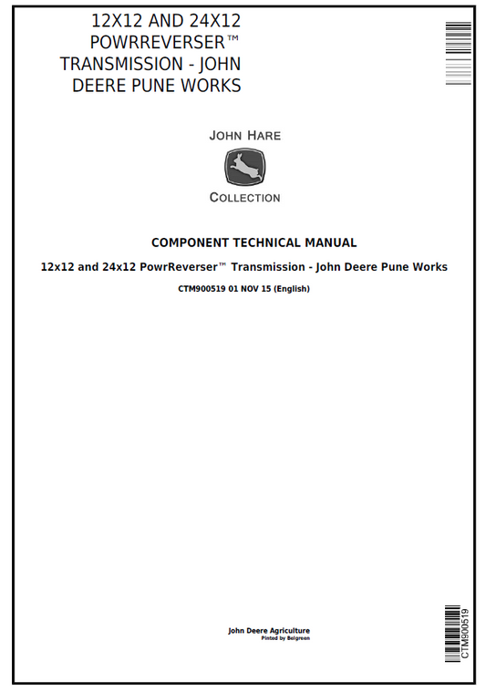 CTM900519 John Deere PowrReverser 12x12 & 24x12 Transmission Manual PDF