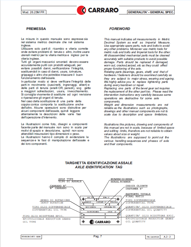 Carraro Axle 908483 Workshop Maintenance and Repair Manual Download