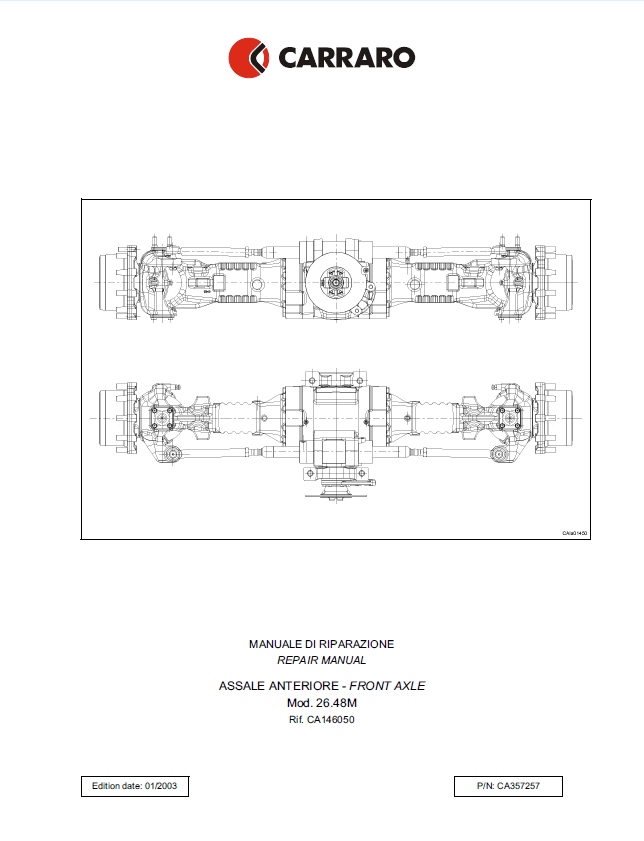 Carraro Axle DL6, DL8, DL10, DL12 Service Repair Manual PDF 908496