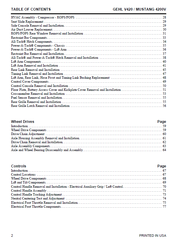 Complete GEHL V420 Skid Steer Loader Maintenance Manual PDF Guide
