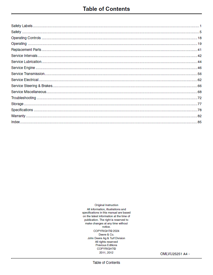 Complete John Deere 1023E 1026R Operator Manual – OMLVU25251 Edition