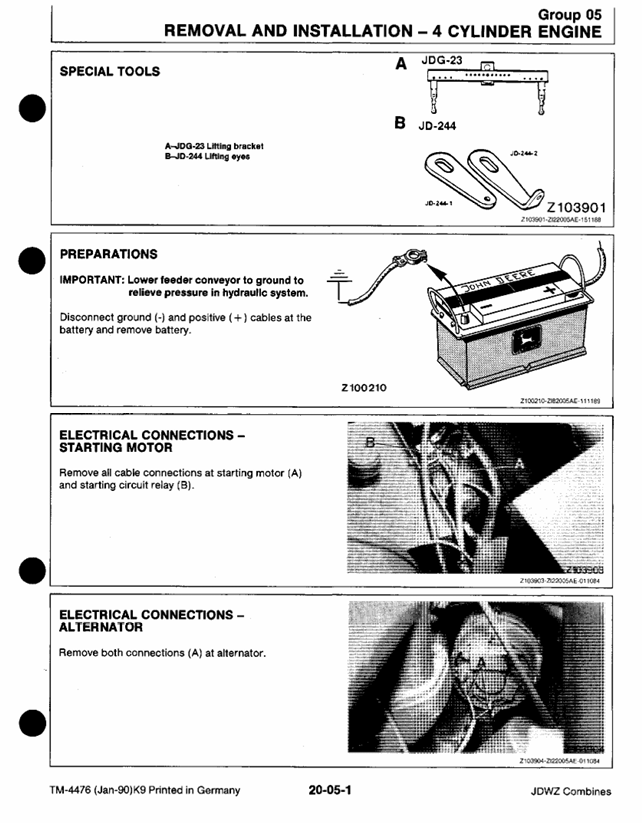 Complete John Deere 1133-1158 Combine Workshop Technical Manual TM4476