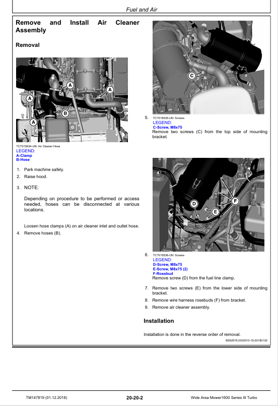 Complete John Deere 1600 Turbo Series III Mower Repair & Maintenance Manual