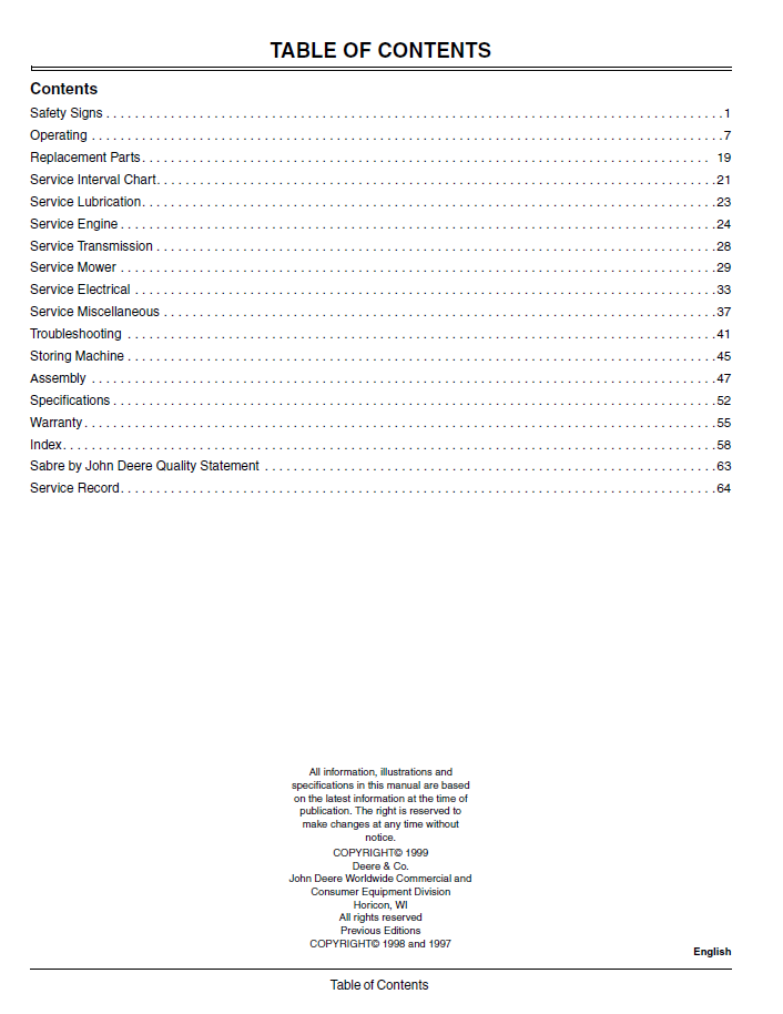 Complete John Deere 2048HV 2254HV 2554HV Sabre Tractor Owner Manual Download