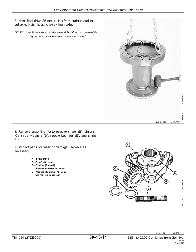 Complete John Deere 2254-2266 Combine Workshop Technical Manual