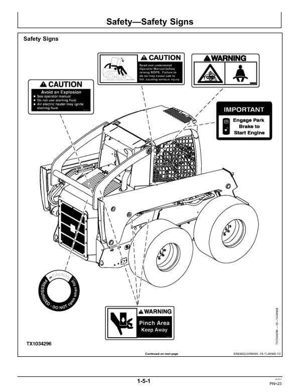 Complete John Deere 332 Skid Steer OMT205052 Operation Manual