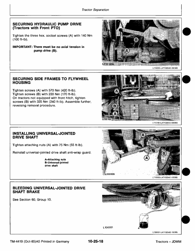 Complete John Deere 3640 Tractor Workshop Manual TM4419