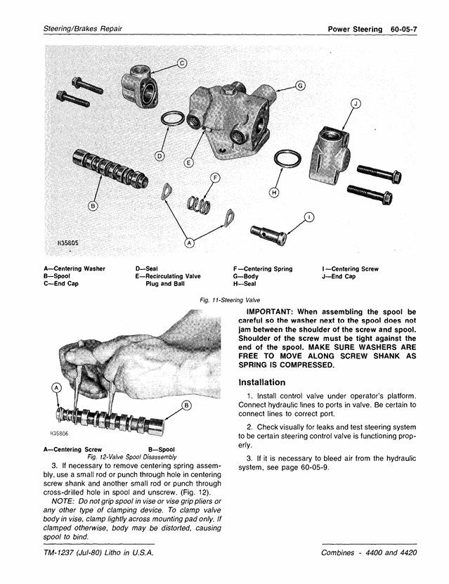Complete John Deere 4400 4420 Combine Repair Manual TM1237