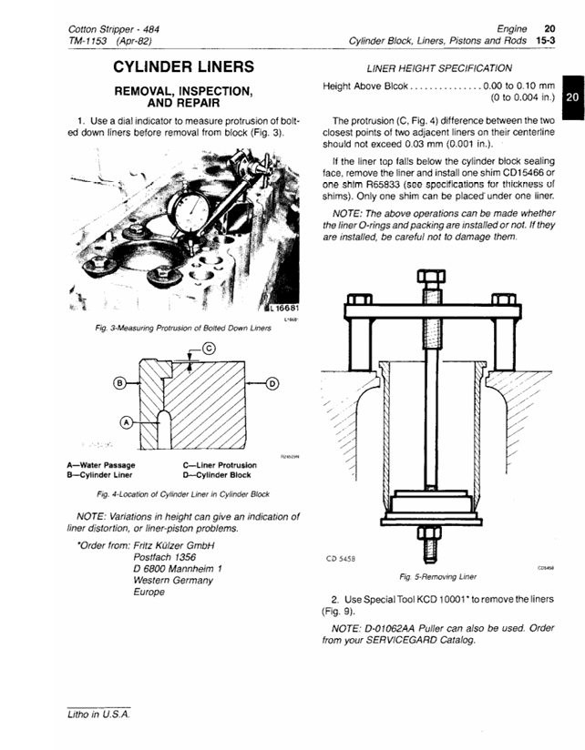 Complete John Deere 484 Cotton Stripper Maintenance Manual TM1153