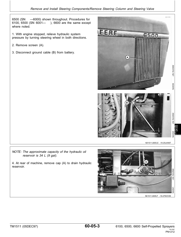 Complete John Deere 6100 6500 6600 Sprayer Workshop Technical Manual