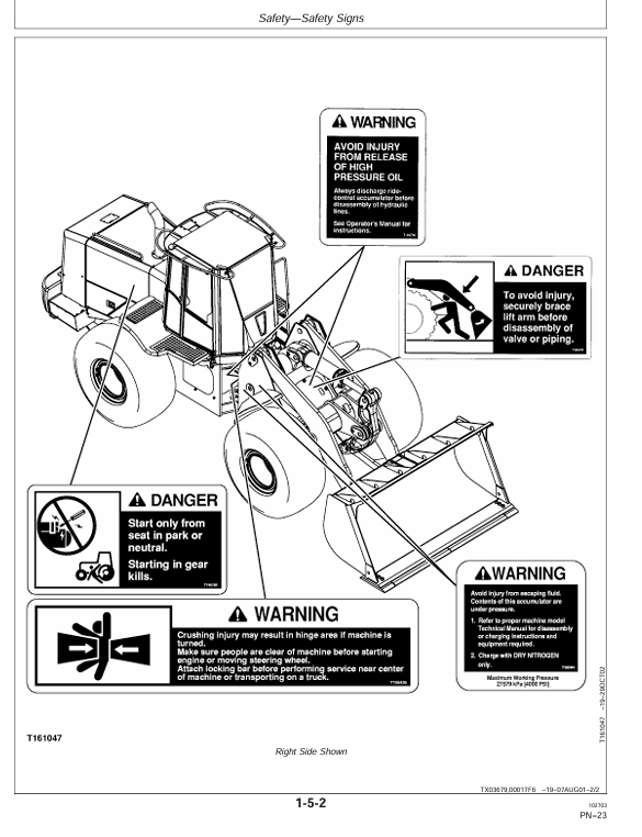 Complete John Deere 624H Loader TC62H Tool Carrier Operating Guide OMT195360