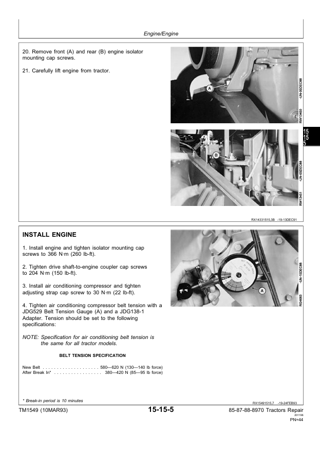 Complete John Deere 8570-8970 Tractor Workshop Manual TM1549