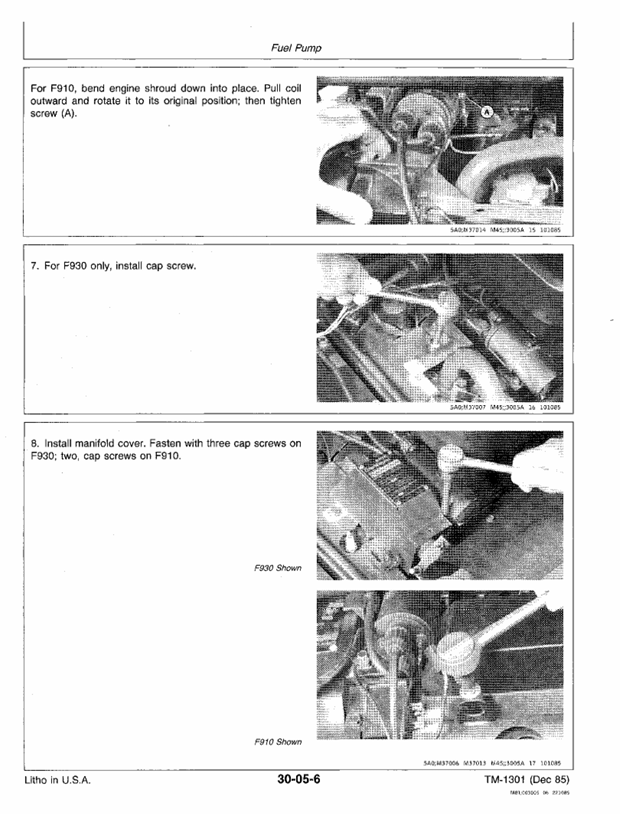 Complete John Deere F910 and F930 Technical Repair Manual TM1301