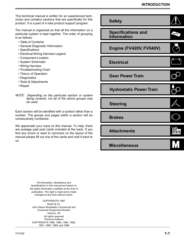 Complete John Deere GT242 GT262 GT275 Technical Workshop Manual