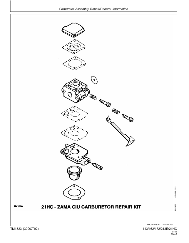 Complete John Deere Hedge Clipper Maintenance Manual 113 162 172 213E