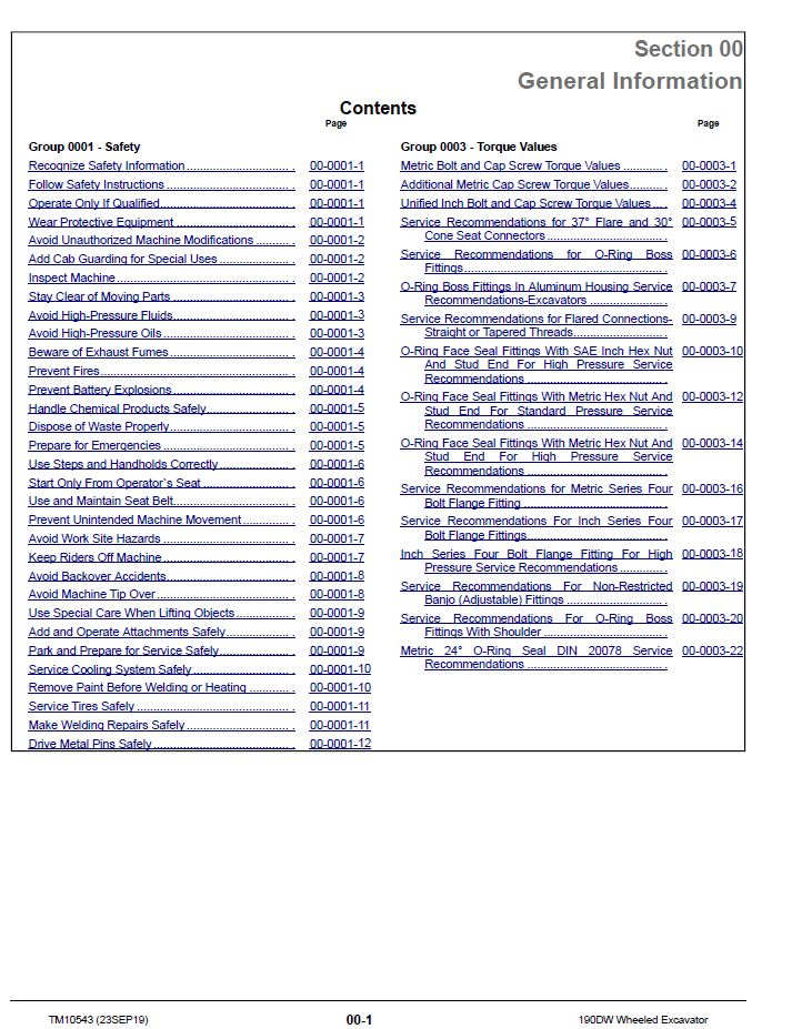 Complete John Deere TM10543 190DW Excavator Maintenance and Repair Manual