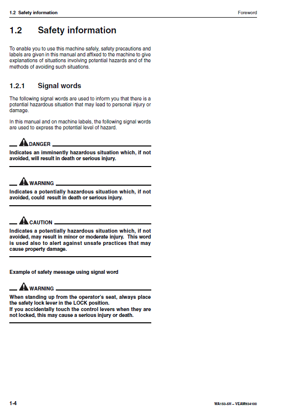 Complete Komatsu WA150-5H Wheel Loader Operator's & Service Manual PDF 