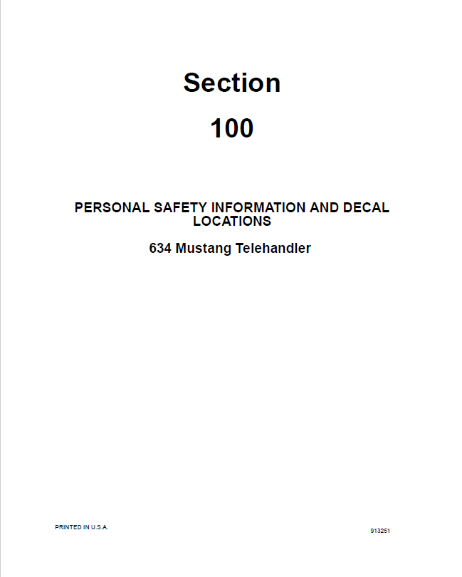 Complete Mustang 634 Telehandler Workshop Service Manual PDF