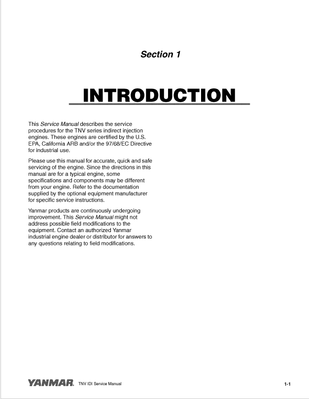 Complete Mustang Yanmar Industrial Engine Service Manual 2TNV70 3TNV70 3TNV76 PDF