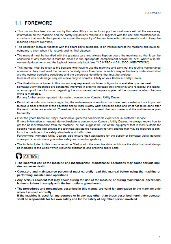 Complete Operation & Maintenance Manual for Komatsu WB97R-2 Backhoe Loader