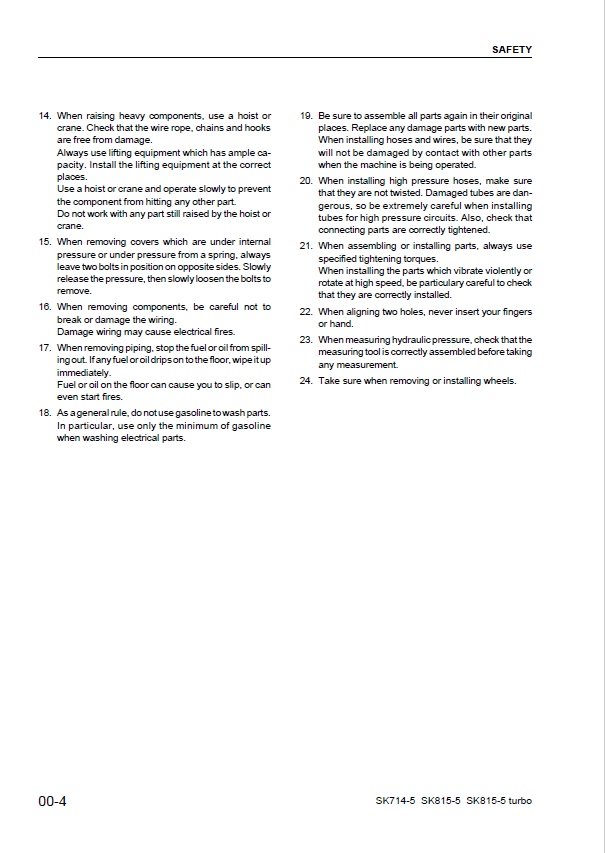 Complete Repair & Maintenance Manual for Komatsu SK714-5 / SK815-5 Skid Loader