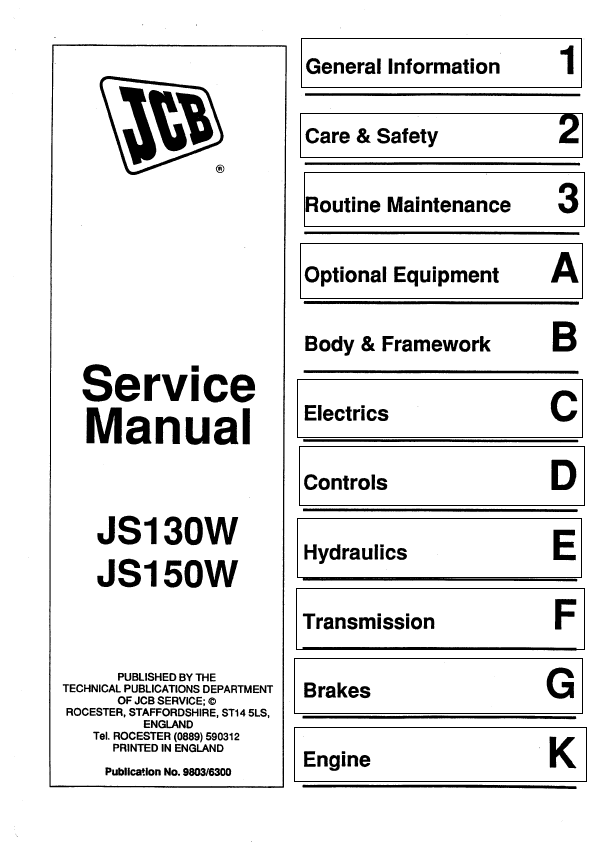 Complete Service & Maintenance Guide for JCB JS130W & JS150W Excavators