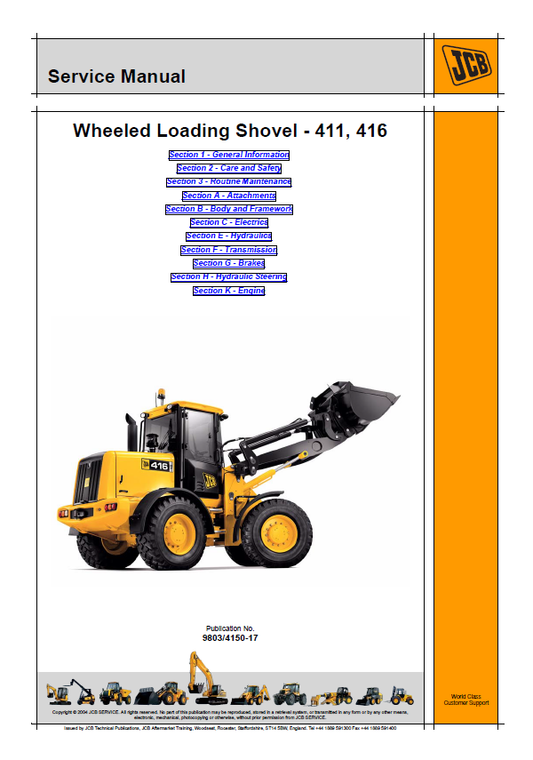 Complete Service & Repair Guide for JCB 411 & 416 Wheeled Loading Shovels