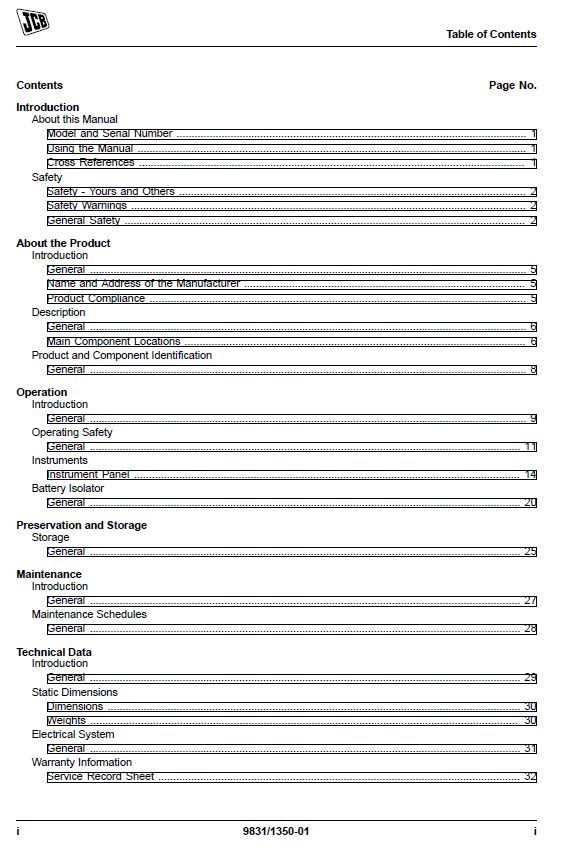 Comprehensive JCB Battery Box Operator Manual