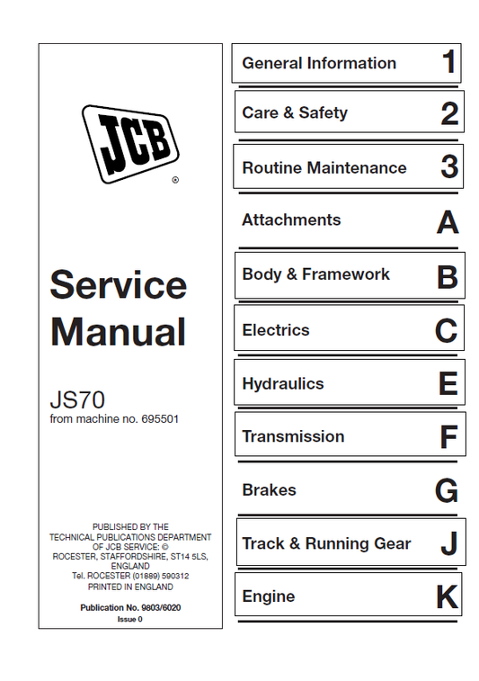 Comprehensive JCB JS70 Service & Maintenance Guide
