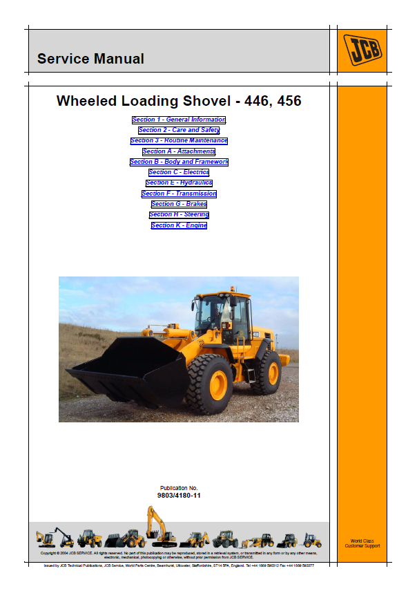 Comprehensive Service & Maintenance Guide for JCB 446 and 456 Shovels