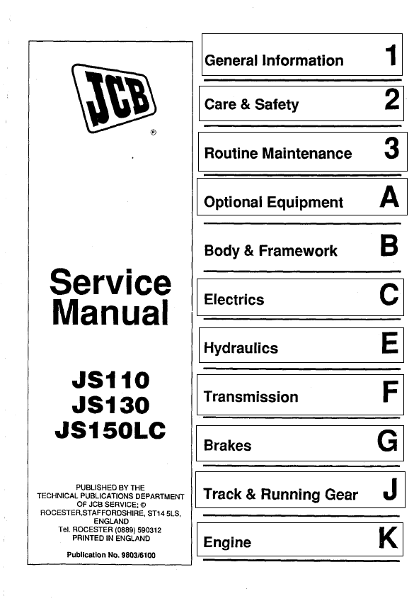Comprehensive Service & Maintenance Guide for JCB JS110, JS130, and JS150LC