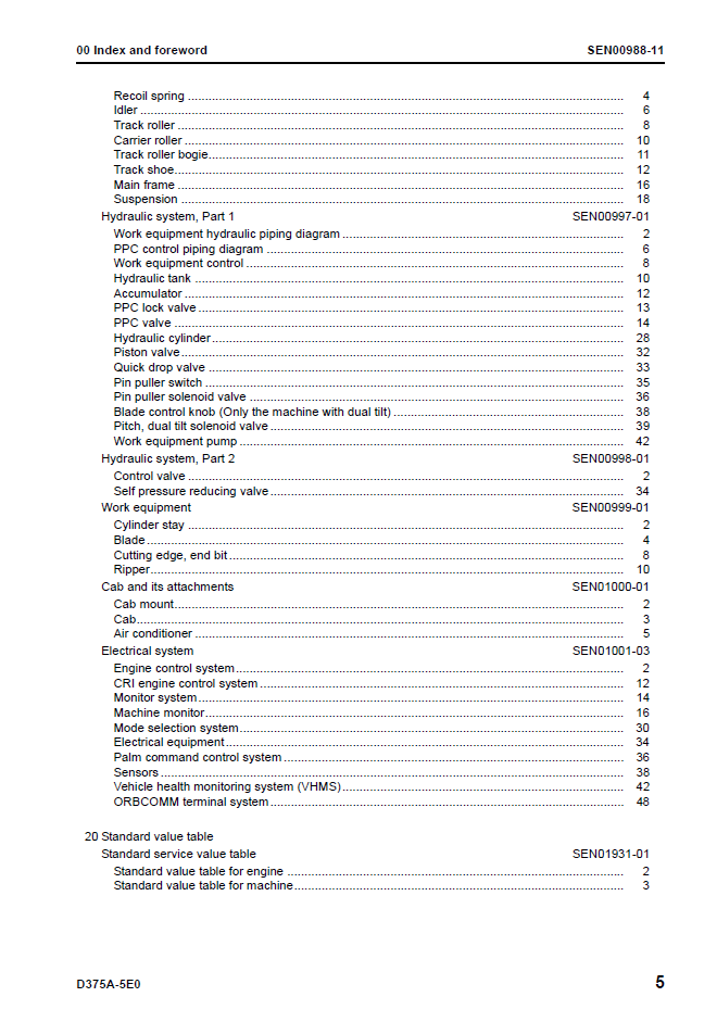 D375A-5E0 Bulldozer Repair Manual Komatsu SEN00986-11 PDF