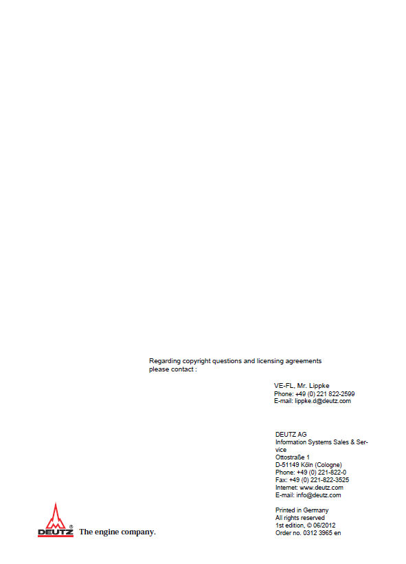 DEUTZ TCD 3.6 L4 Engine Repair & Service Workshop Manual 03123965