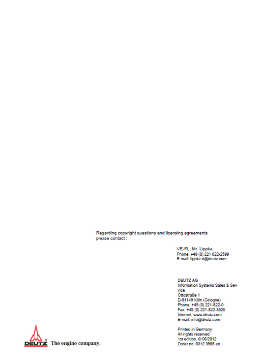 DEUTZ TCD 3.6 L4 Engine Repair & Service Workshop Manual 03123965
