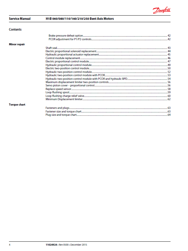 Danfoss Axis Motor H1B Series Technical Service Manual 50940482A PDF
