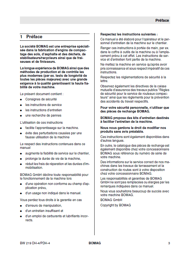 Download BOMAG BW 219 DH-4 06-2013 Operating Instructions (French)