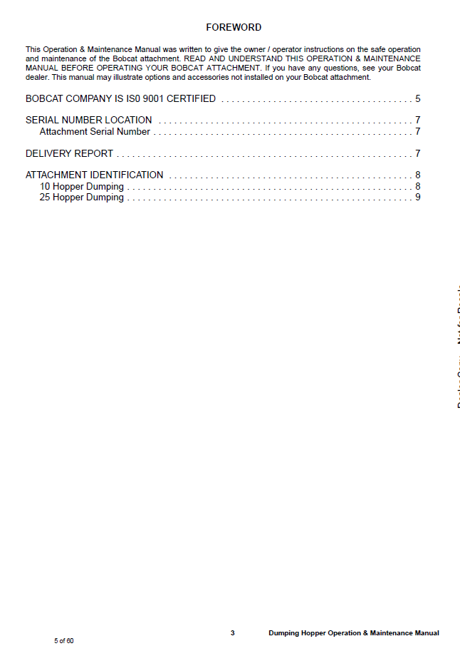 Download Bobcat 4900023 10, 25 Dumping Hopper Service & Operation Manual