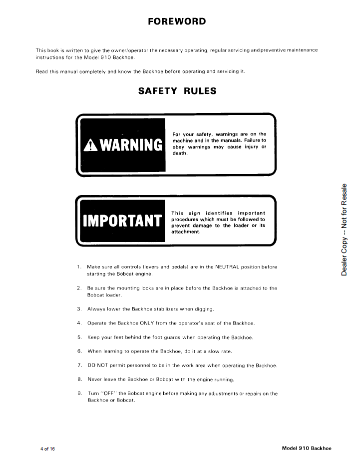 Download Bobcat 910 6549802 Backhoe Operator Manual PDF Guide