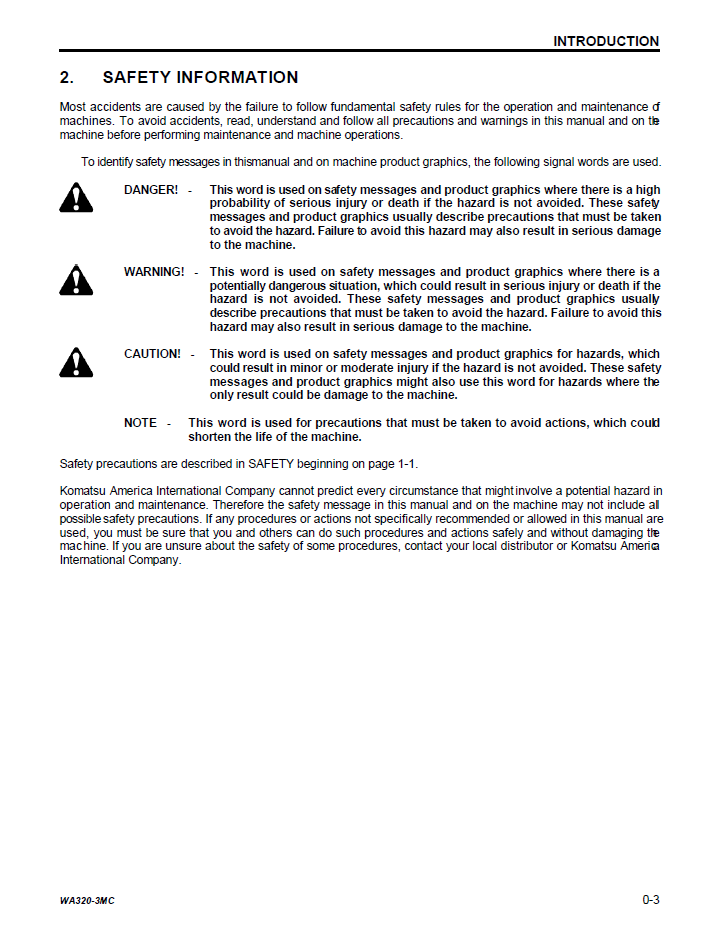 Download CEAM003501: Komatsu WA320-3 Wheel Loader Maintenance Manual