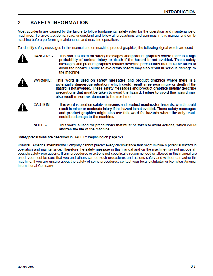 Download CEAM003601: Komatsu WA380-3 Wheel Loader Maintenance Manual