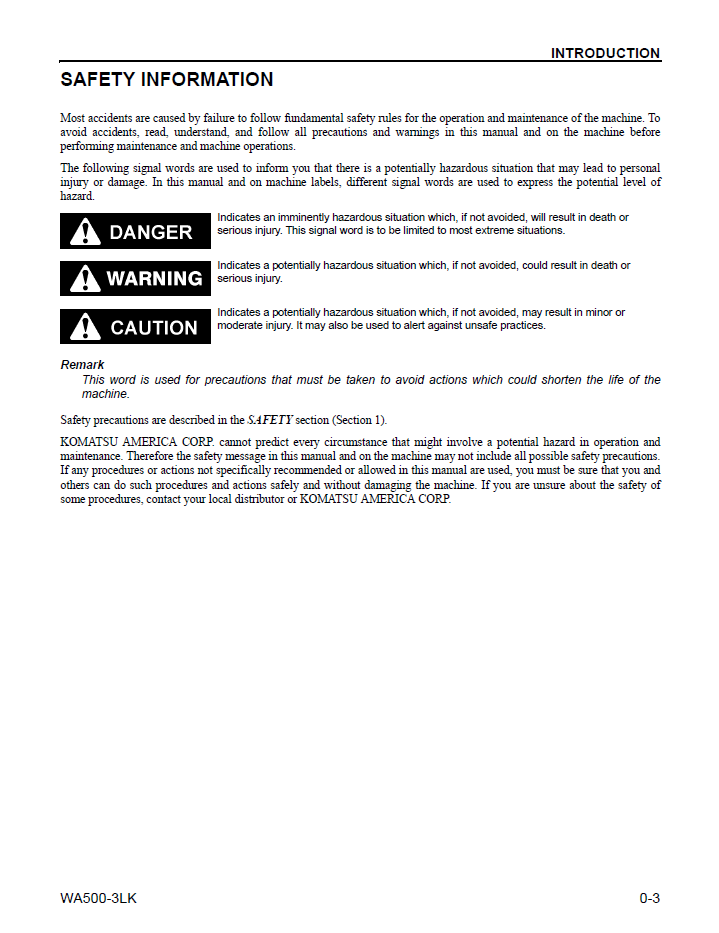 Download CEAM008102: Komatsu WA500-3LK Wheel Loader Maintenance Manual