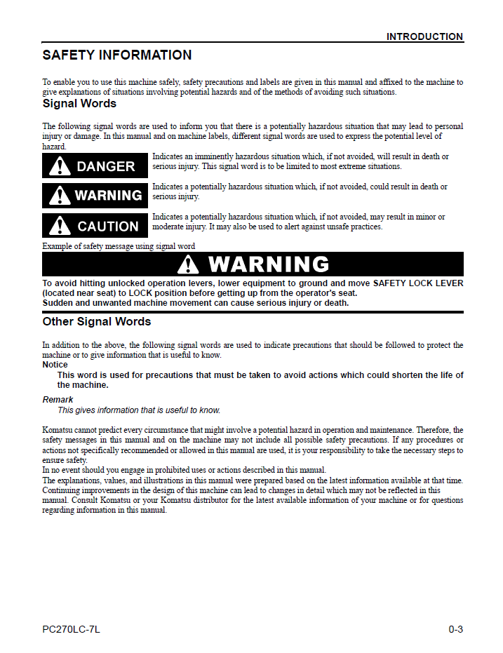 Download CEAM008703: Komatsu PC270C-7L Hydraulic Excavator Maintenance Manual