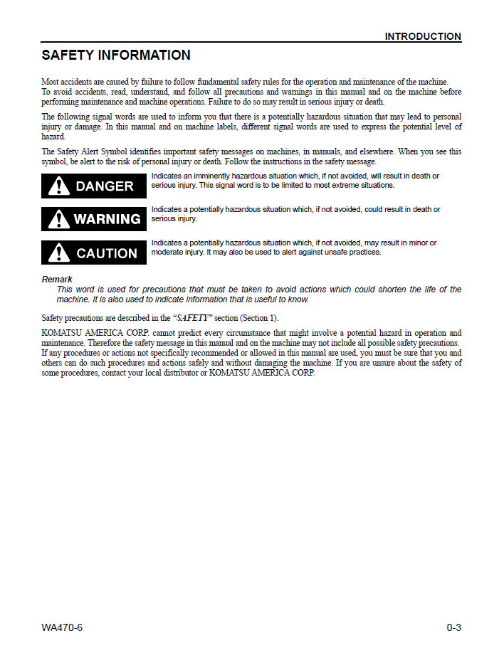 Download CEAM009204: Komatsu WA470-6 Wheel Loader Maintenance Manual