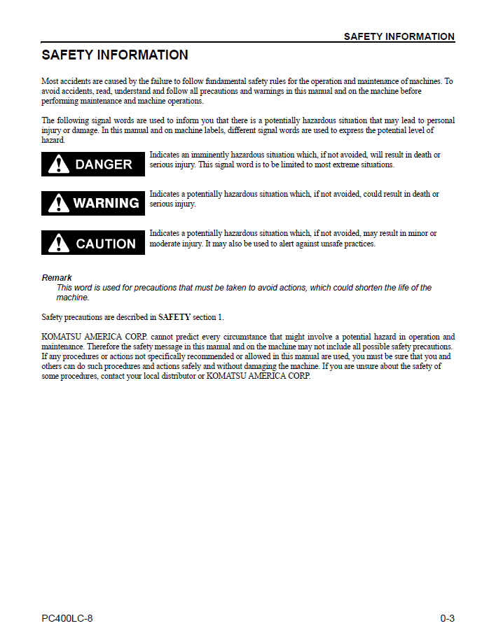 Download CEAM009903: Komatsu PC400LC-8 Hydraulic Excavator Maintenance Manual
